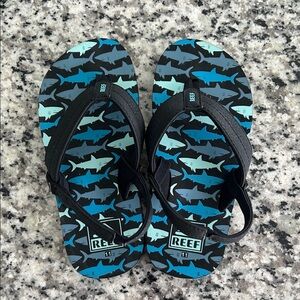 Reef Blue Shark Pattern Sandals. Size 11